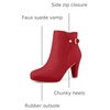 image:imageAllegra K Womens Low Platform Side Zip Buckle Chunky Heel Ankle BootiesRed