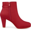 image:imageAllegra K Womens Low Platform Side Zip Buckle Chunky Heel Ankle BootiesRed