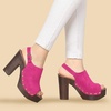 image:imageAllegra K Womens Open Toe Slingback Platform Chunky Heel SandalsHot Pink