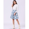 image:imageAllegra K Womens Plaids Vintage Tartan Elastic Waist Short ALine SkirtBlue Beige