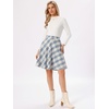 image:imageAllegra K Womens Plaids Vintage Tartan Elastic Waist Short ALine SkirtBlue White