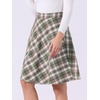image:imageAllegra K Womens Plaids Vintage Tartan Elastic Waist Short ALine SkirtGreen Beige