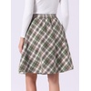 image:imageAllegra K Womens Plaids Vintage Tartan Elastic Waist Short ALine SkirtGreen Beige
