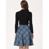 image:imageAllegra K Womens Plaids Vintage Tartan Elastic Waist Short ALine SkirtGrey Blue