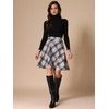image:imageAllegra K Womens Plaids Vintage Tartan Elastic Waist Short ALine SkirtKhaki Blue