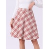 image:imageAllegra K Womens Plaids Vintage Tartan Elastic Waist Short ALine SkirtPink Beige