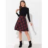 image:imageAllegra K Womens Plaids Vintage Tartan Elastic Waist Short ALine SkirtRed