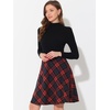 image:imageAllegra K Womens Plaids Vintage Tartan Elastic Waist Short ALine SkirtRed