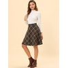 image:imageAllegra K Womens Plaids Vintage Tartan Elastic Waist Short ALine SkirtSeal Brown