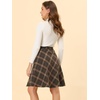 image:imageAllegra K Womens Plaids Vintage Tartan Elastic Waist Short ALine SkirtSeal Brown
