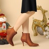 image:imageAllegra K Womens Stiletto Heels Pointed Toe Ankle BootsBrown