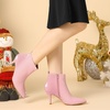 image:imageAllegra K Womens Stiletto Heels Pointed Toe Ankle BootsPink