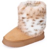 image:imageAllegra K Women Faux Suede Faux Fur Flat Pull on Snow Boots for WinterBrown