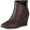 image:imageAllegra K Women PU Leather Pointed Toe Zipper Wedge Heel Ankle BootiesCoffee