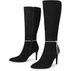 image:imageAllegra K Women Rhinestone Crystal Chain Pointed Toe Stiletto Heels BootsBlack
