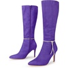 image:imageAllegra K Women Rhinestone Crystal Chain Pointed Toe Stiletto Heels BootsDark Purple