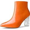 image:imageAllegra K Women Rubber Clear Heel Pointed Toe Chunky Heels Ankle BootsOrange