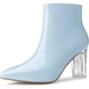 image:imageAllegra K Women Rubber Clear Heel Pointed Toe Chunky Heels Ankle BootsSky Blue