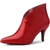image:imageAllegra K Women V Shape Pointed Toe Stiletto Heel Ankle Boots Side ZipperRed