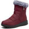 image:imageAllegra K Women Warm NonSlip Flat Side Zipper Ankle Snow BootsBurgundy