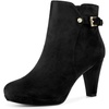 image:imageAllegra K Womens Low Platform Side Zip Buckle Chunky Heel Ankle BootiesBlack