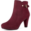 image:imageAllegra K Womens Low Platform Side Zip Buckle Chunky Heel Ankle BootiesBurgundy