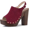 image:imageAllegra K Womens Open Toe Slingback Platform Chunky Heel SandalsBurgundy