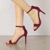 image:imageAllegra K Women Suede Ankle Strap High Stiletto Heel Open Toe SandalsBurgundy