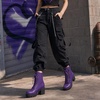 image:imageAllegra K Lace Up Chunky Heel Platform Ankle Combat Boots for WomenPurple