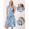 image:imageAllegra K Women Boho Summer Sleeveless Floral Print Halter Neck SundressBlue