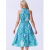 image:imageAllegra K Women Boho Summer Sleeveless Floral Print Halter Neck SundressBlue Green