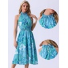 image:imageAllegra K Women Boho Summer Sleeveless Floral Print Halter Neck SundressBlue Green