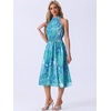 image:imageAllegra K Women Boho Summer Sleeveless Floral Print Halter Neck SundressBlue Green