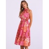 image:imageAllegra K Women Boho Summer Sleeveless Floral Print Halter Neck SundressRose Red