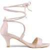 image:imageAllegra K Women Kitten Heel Lace Up Open Toe SandalsBeige Pink