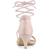 image:imageAllegra K Women Kitten Heel Lace Up Open Toe SandalsBeige Pink
