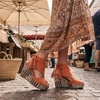image:imageAllegra K Women Plaid Side Zipper LaceUp Peeptoe Platform SandalsOrange