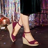 image:imageAllegra K Women Platform Espadrille Wedge Open Toe Ankle Strap SandalsBurgundy