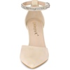image:imageAllegra K Women Rhinestone Pointed Toe Ankle Strap Chunky Heels PumpsBeige