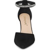 image:imageAllegra K Women Rhinestone Pointed Toe Ankle Strap Chunky Heels PumpsBlack