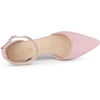 image:imageAllegra K Women Rhinestone Pointed Toe Ankle Strap Chunky Heels PumpsLight Pink