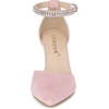 image:imageAllegra K Women Rhinestone Pointed Toe Ankle Strap Chunky Heels PumpsLight Pink