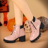 image:imageAllegra K Women Round Toe Chunky Heel Lace Up Platform Combat BootsPink