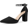 image:imageAllegra K Women Rhinestone Pointed Toe Ankle Strap Chunky Heels PumpsBlack