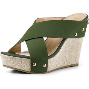 image:imageAllegra K Womens Platform Slide Wedges SandalsDark Green