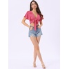 image:imageAllegra K Boho Tie Front Crop Top for Womens Sexy Spicy Deep V Neck TopsHot Pink