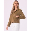 image:imageAllegra K Faux Suede Jacket for Womens Button Down Lapel Collar JacketsBrown
