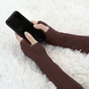image:imageAllegra K Ladies Fall Knitted Arm Warmmers Thumbhole Long Fingerless Gloves PairBrown