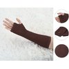 image:imageAllegra K Ladies Fall Knitted Arm Warmmers Thumbhole Long Fingerless Gloves PairBrown