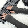 image:imageAllegra K Ladies Fall Knitted Arm Warmmers Thumbhole Long Fingerless Gloves PairDark Gray